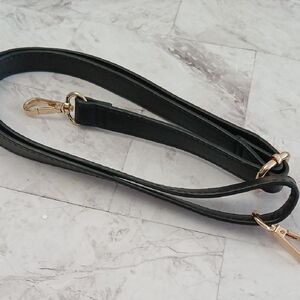 Black Saffiano Leather Crossbody Strap with Gold Hardware